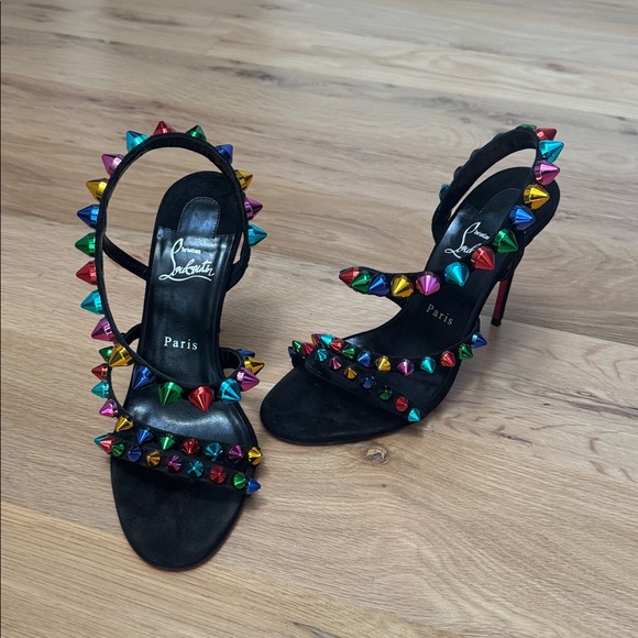 Christian Louboutin Shoes - Louboutin Spikita Strap 100 Studded Suede Heels